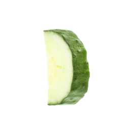 Piece of fresh cucumber on white background