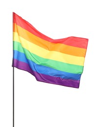 Bright rainbow LGBT flag isolated on white