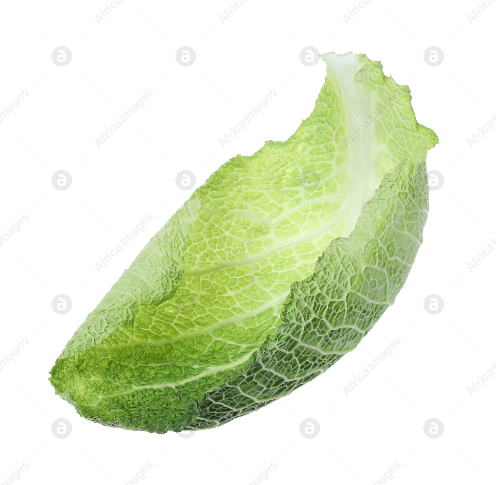 Photo of Fresh savoy cabbage leaf isolated on white