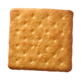 Photo of Tasty dry square cracker isolated on white