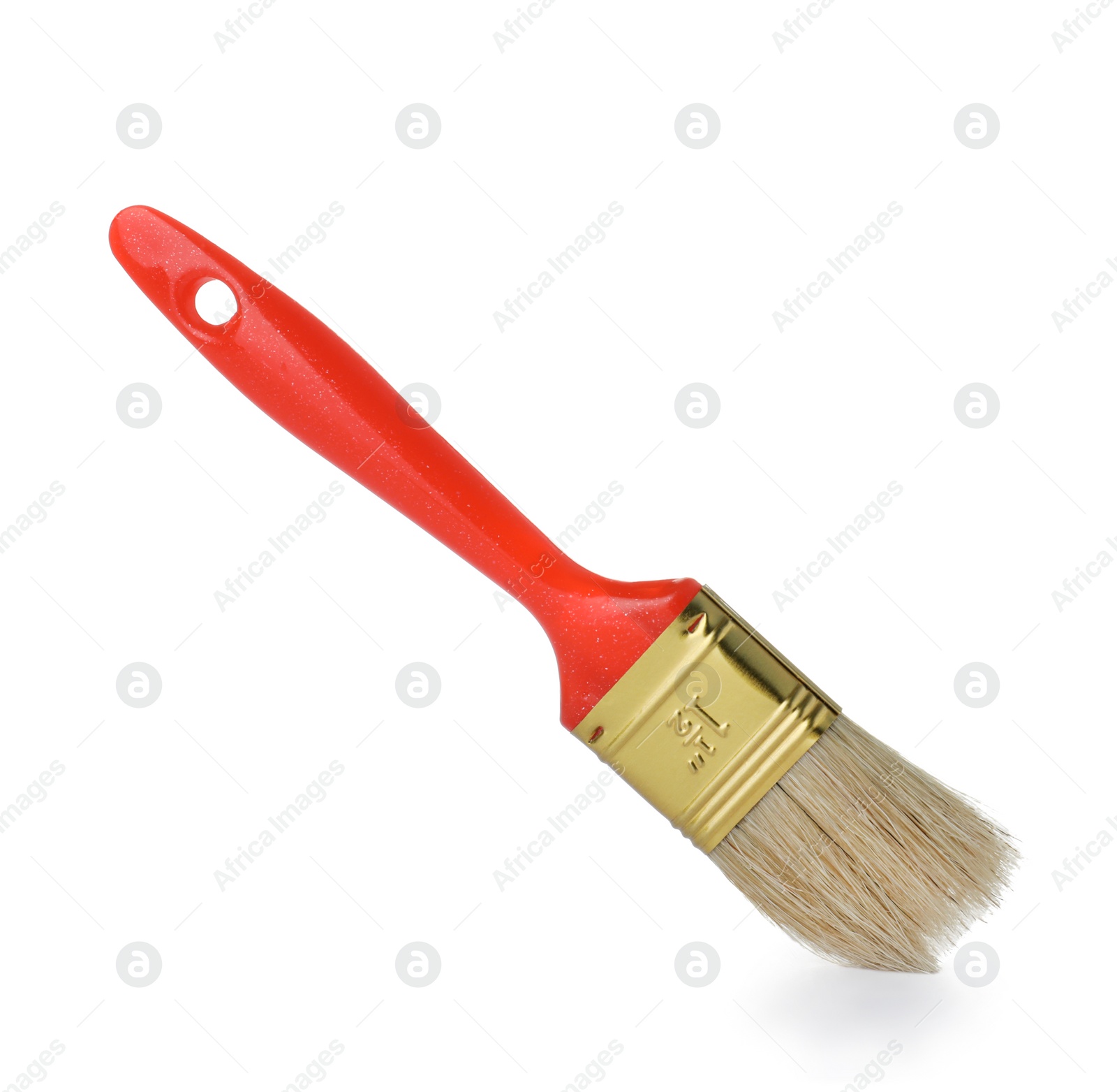 Photo of New paint brush on white background. Decorating tool