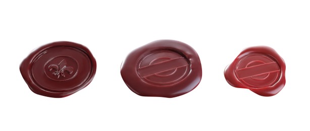 Image of Set with red wax seals on white background. Banner design 