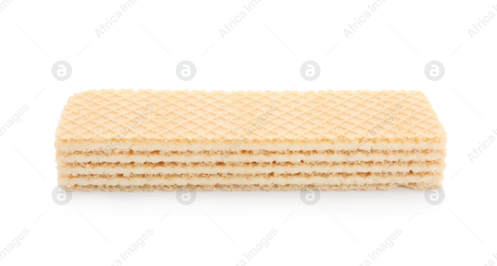 Photo of Delicious crispy wafer on white background. Sweet food