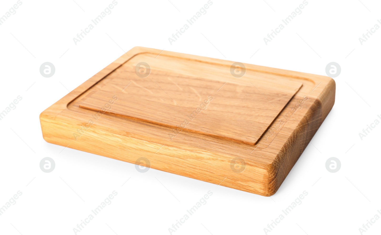 Photo of Empty clean wooden board isolated on white