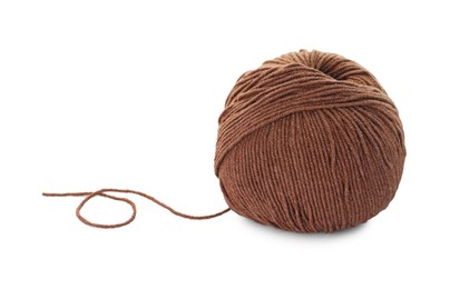 Soft brown woolen yarn isolated on white