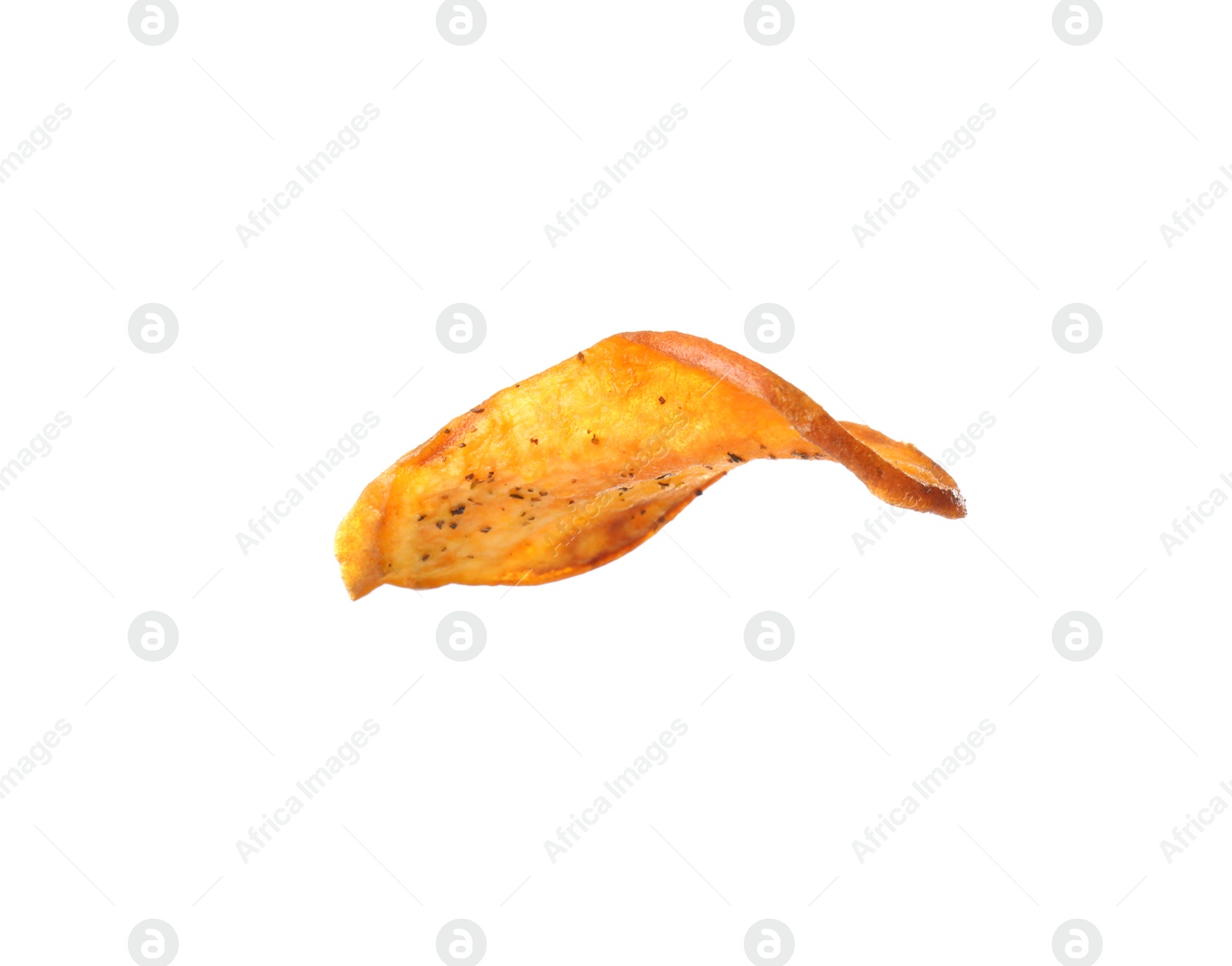 Photo of Tasty sweet potato chip isolated on white