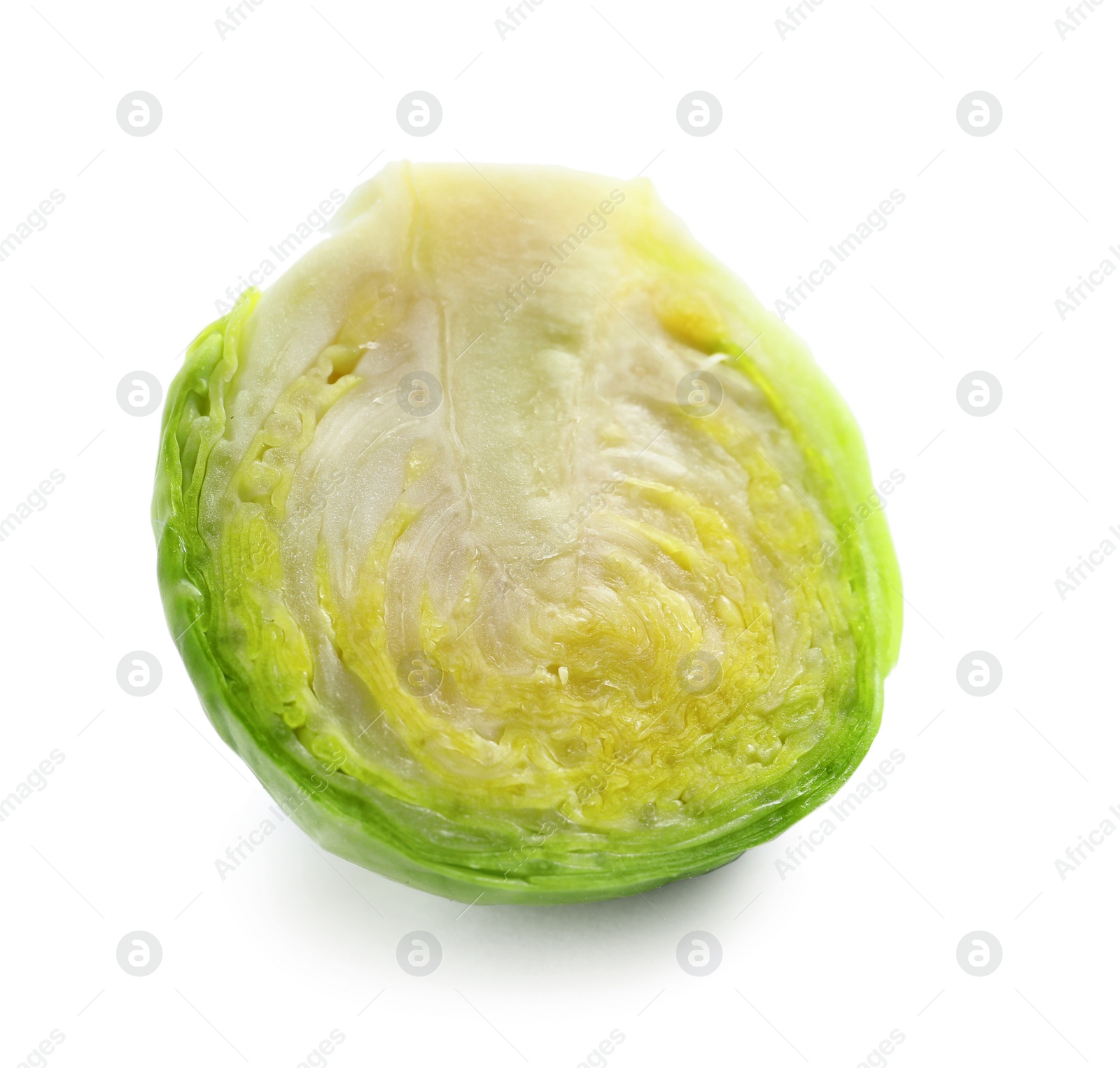 Photo of Fresh cut Brussels sprout on white background