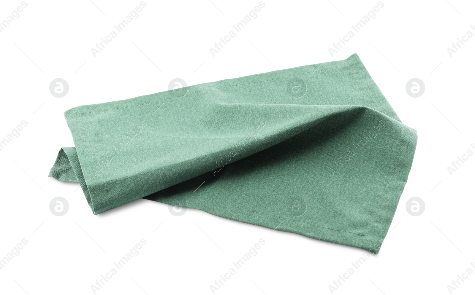 Photo of Green cloth kitchen napkin isolated on white