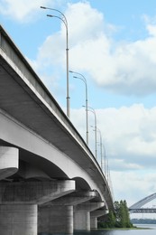 Photo of Beautiful view of modern bridge over river