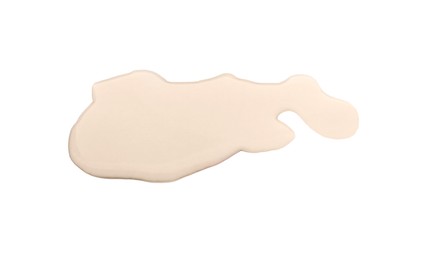 Photo of Puddle of aromatic liquid on white background