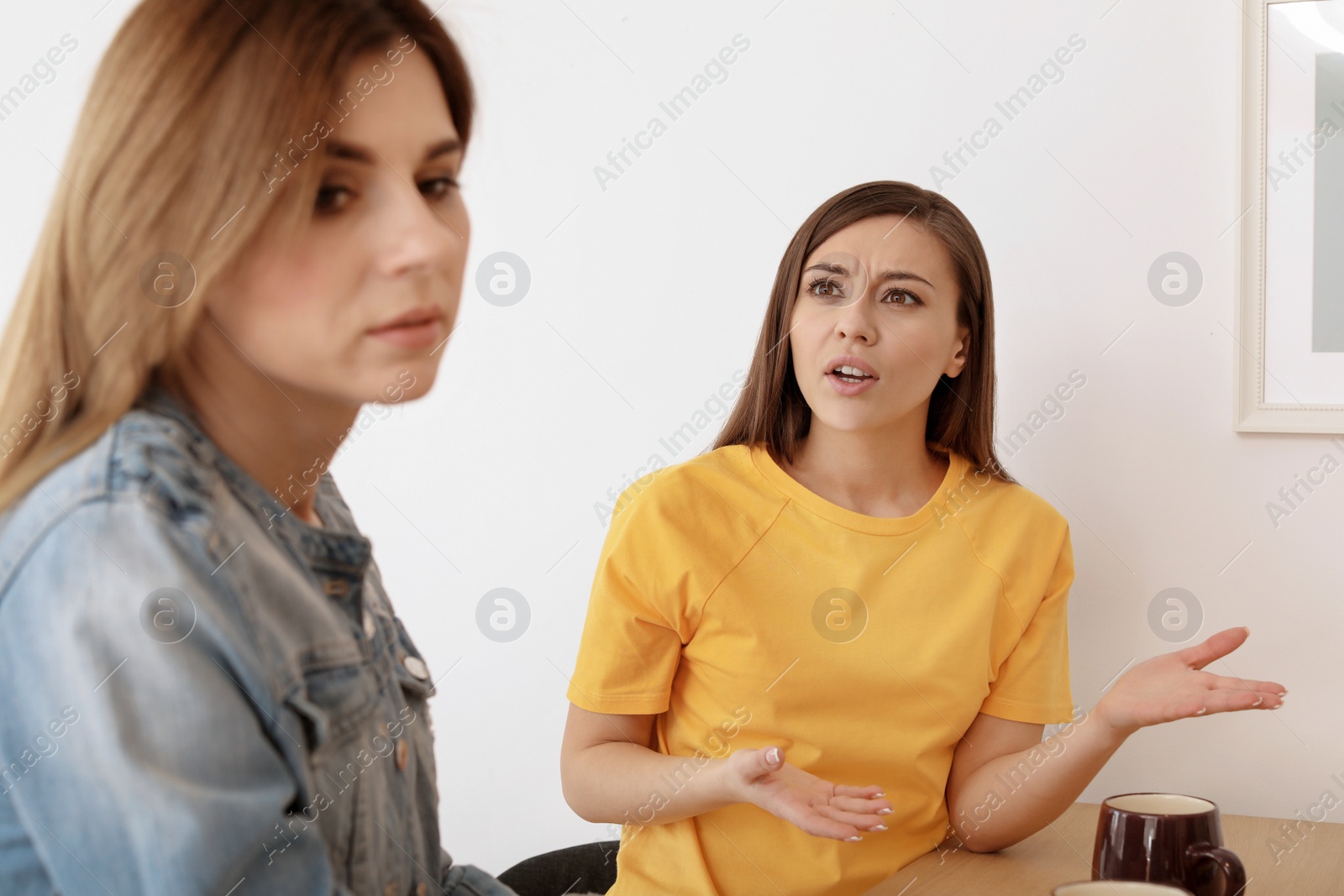 Photo of Women arguing at table in room