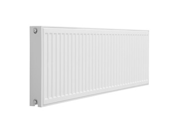 Modern panel radiator on white background. Heating system