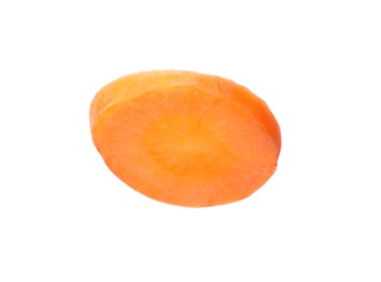 Photo of Cut fresh ripe carrot on white background