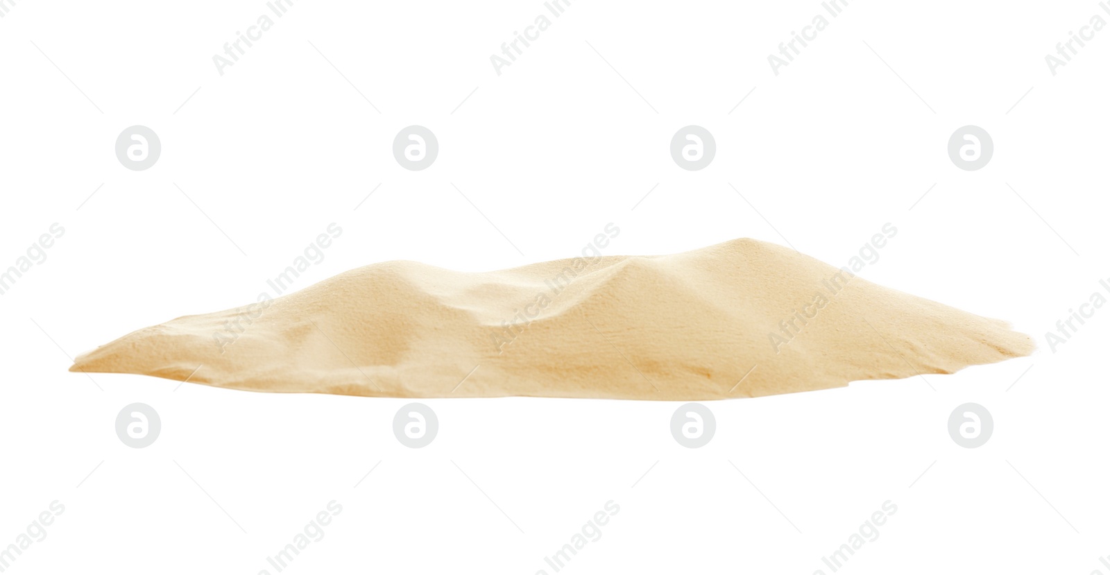 Photo of Pile of dry beach sand on white background