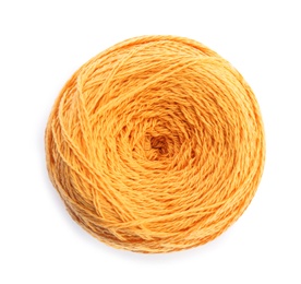 Photo of Clew of color knitting thread on white background