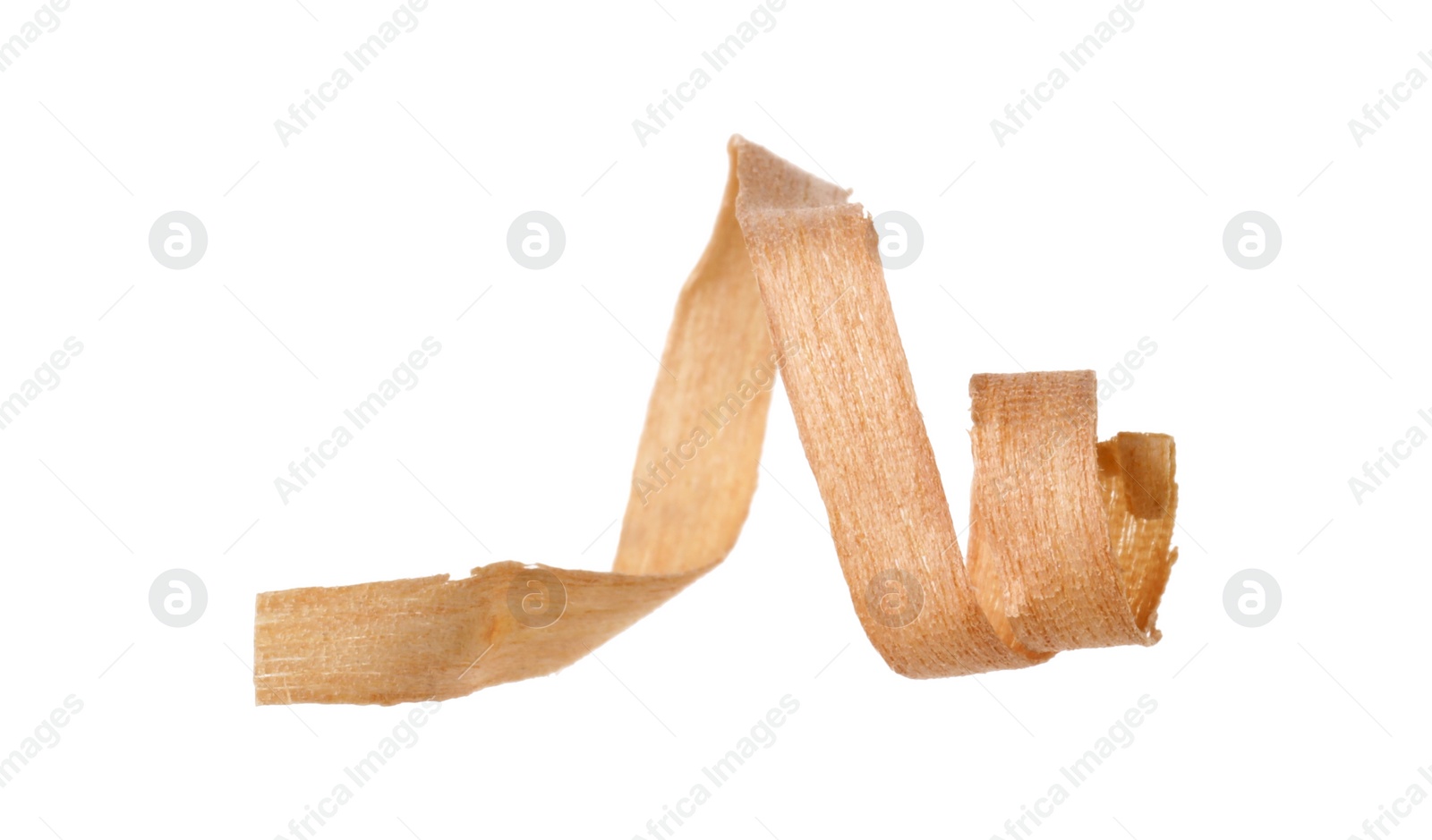 Photo of One shaving of wood isolated on white