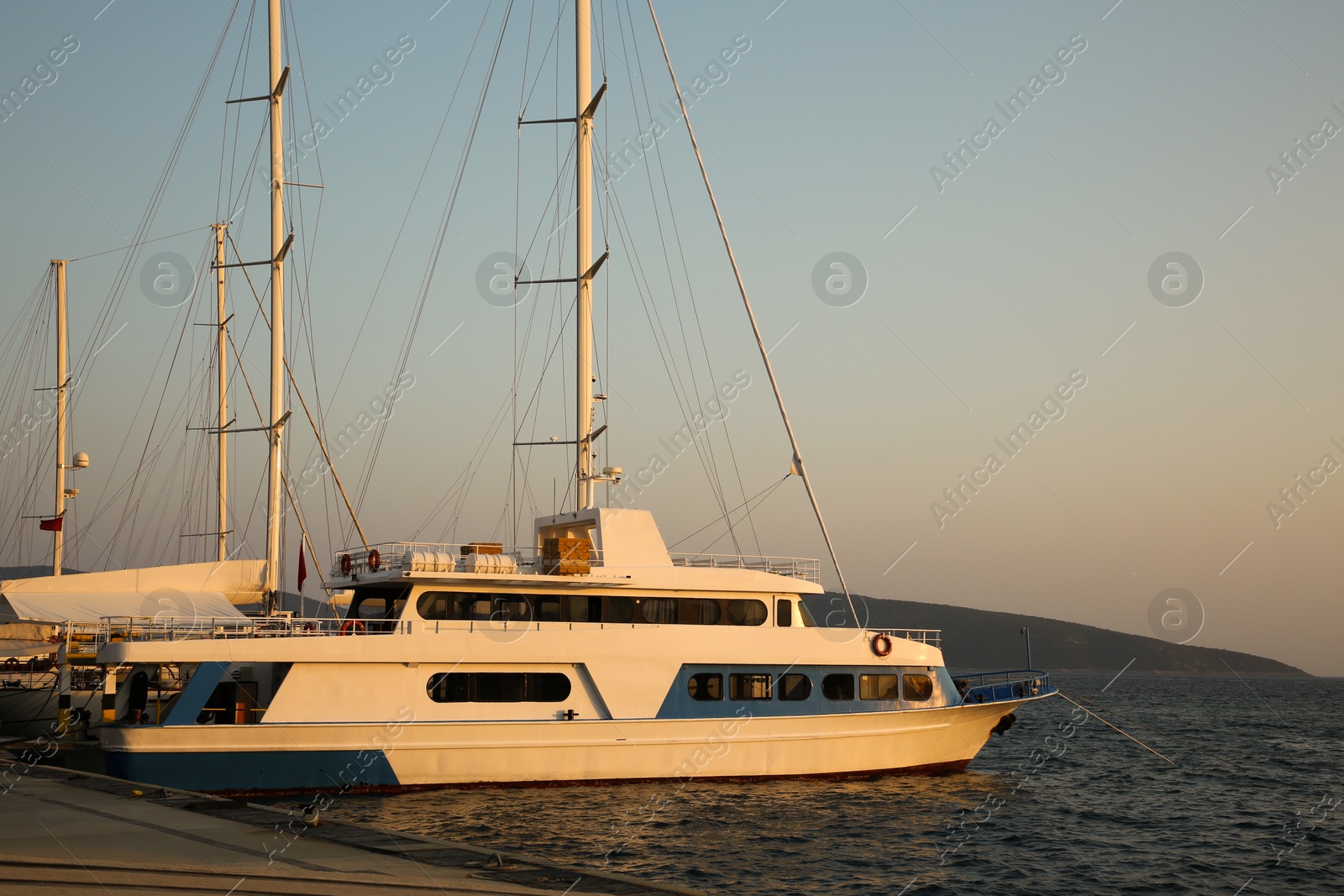 Photo of Beautiful view of ferries and boats moored in sea port