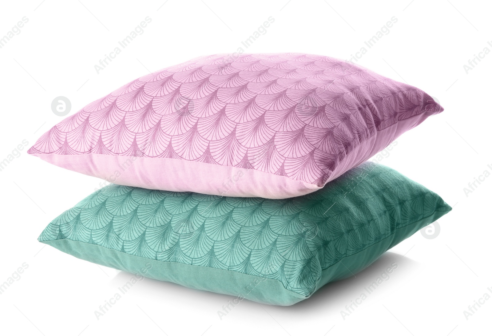 Photo of Soft decorative pillows on white background