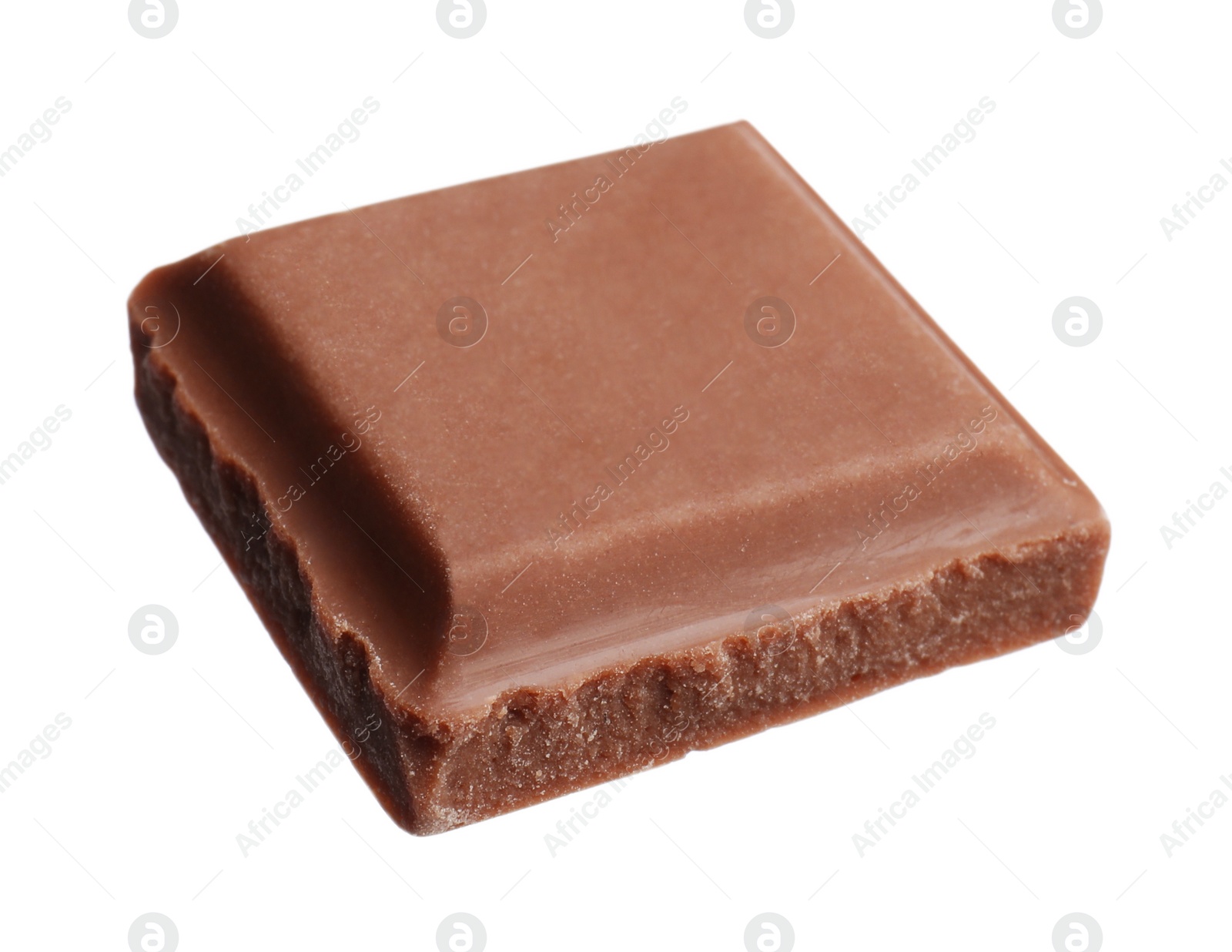 Photo of Piece of tasty chocolate bar isolated on white