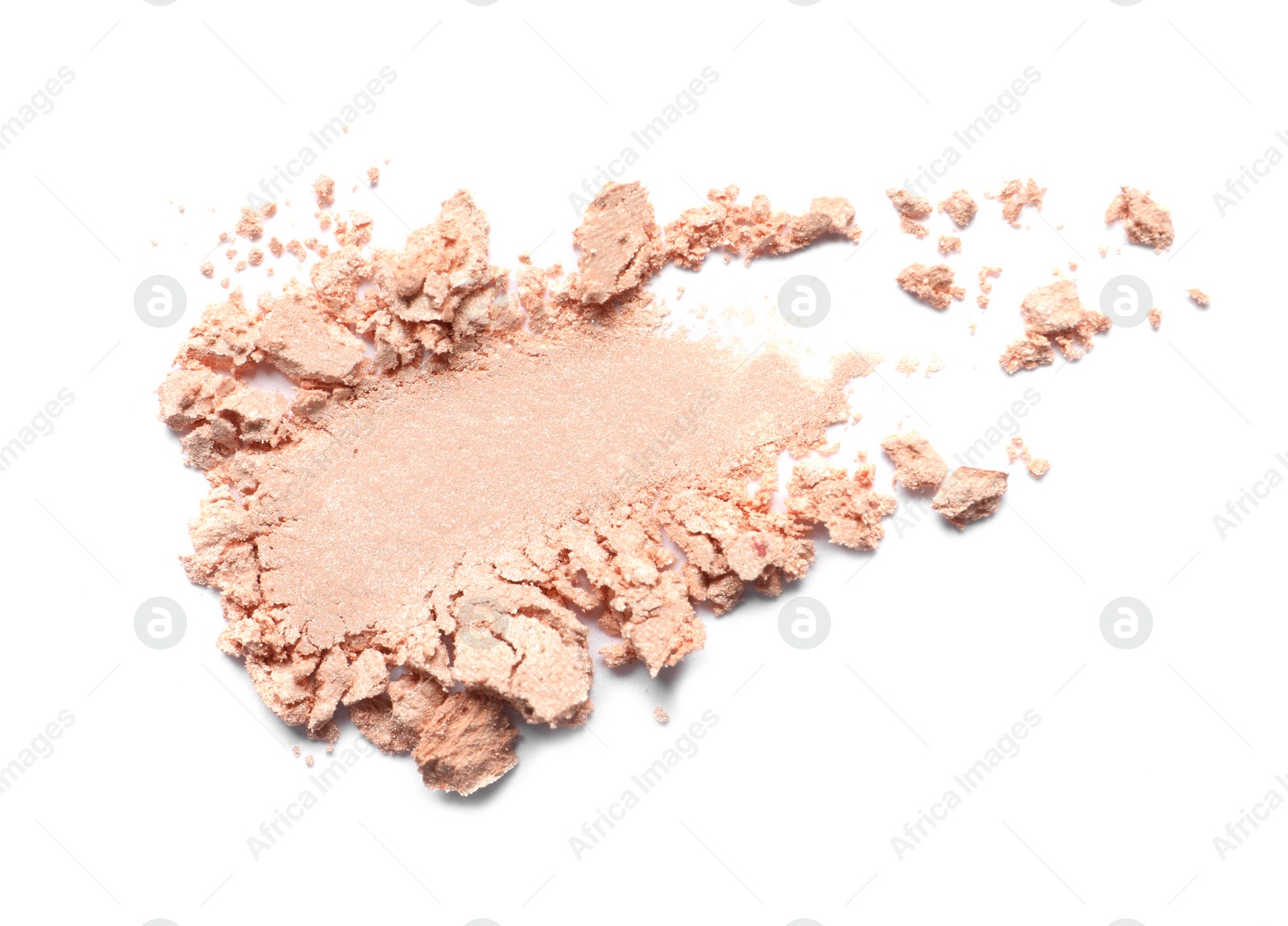 Photo of Swatch of beautiful eye shadow on white background, top view