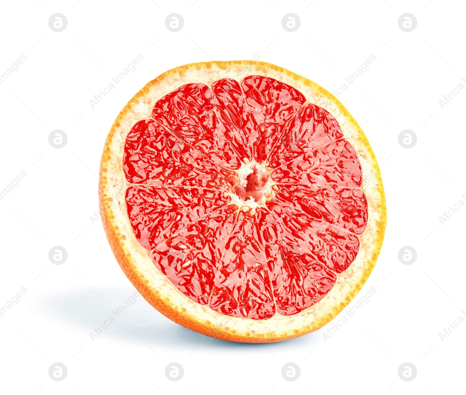 Photo of Half of ripe grapefruit isolated on white