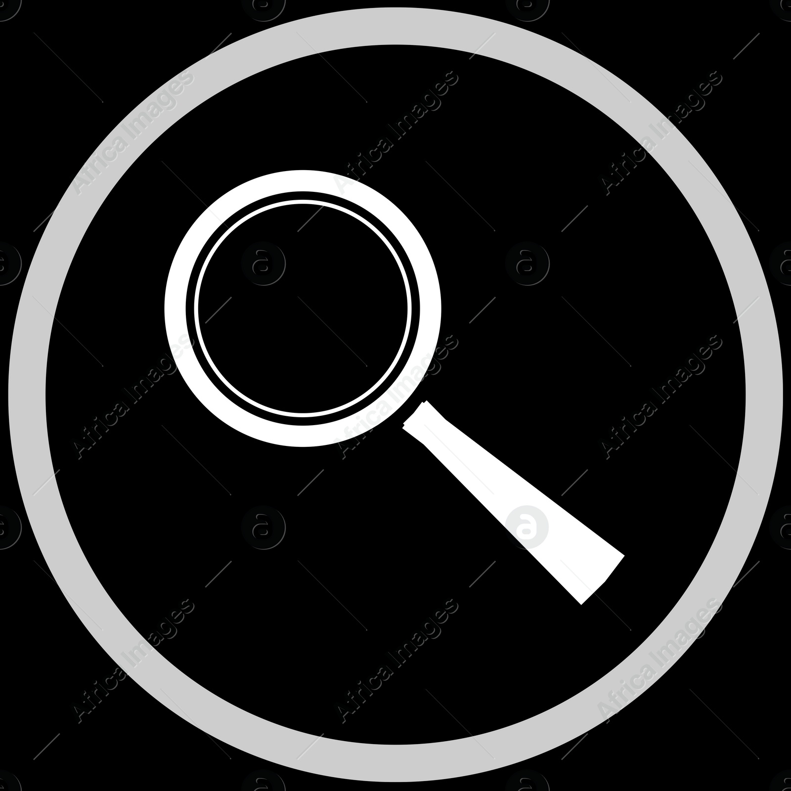 Image of Magnifying glass in frame, illustration on black background