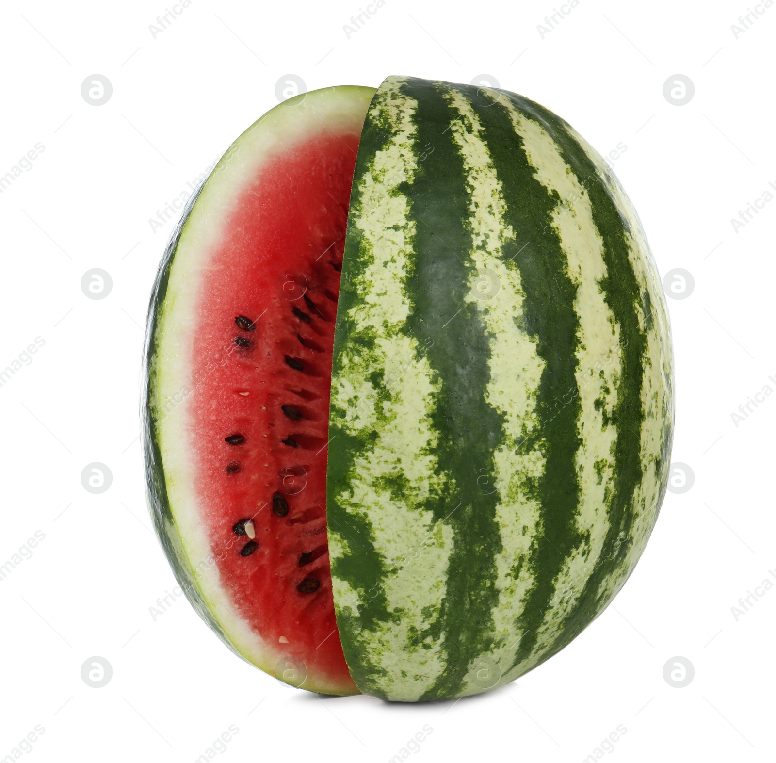 Photo of Delicious ripe cut watermelon isolated on white