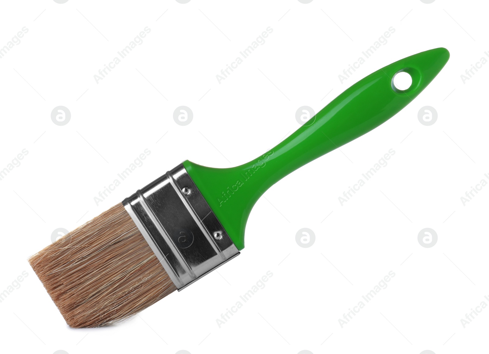 Photo of New paint brush on white background. Decorating tool