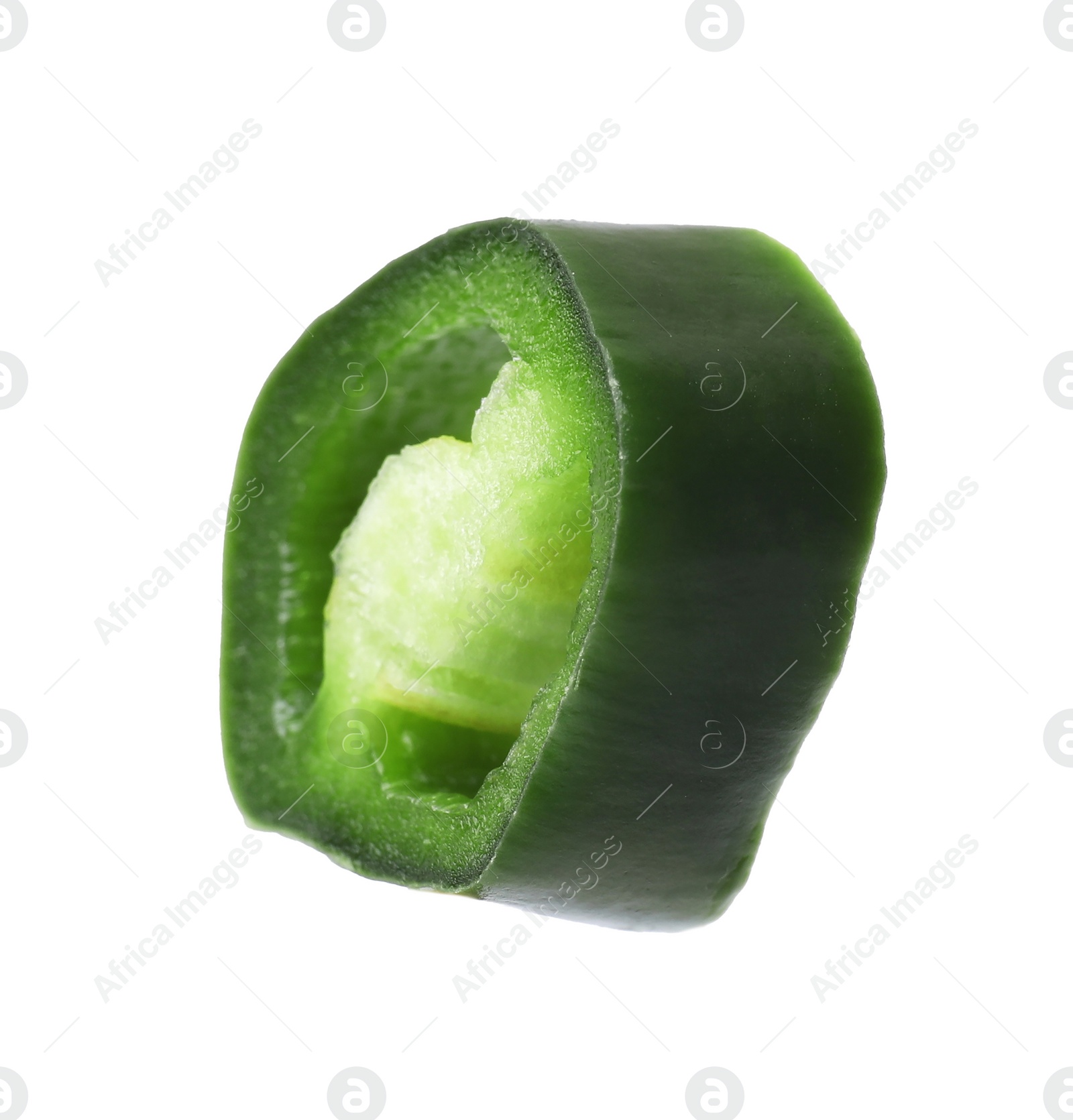 Photo of One piece of fresh chili pepper isolated on white