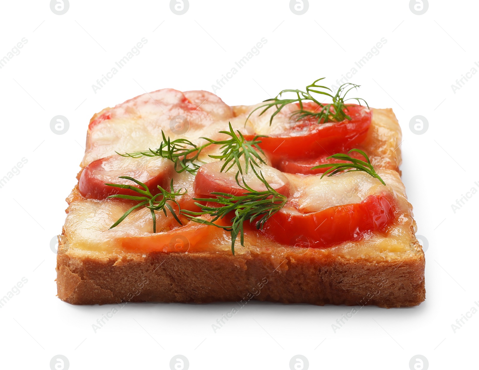 Photo of One tasty pizza toast isolated on white