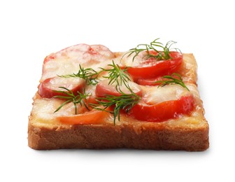 Photo of One tasty pizza toast isolated on white