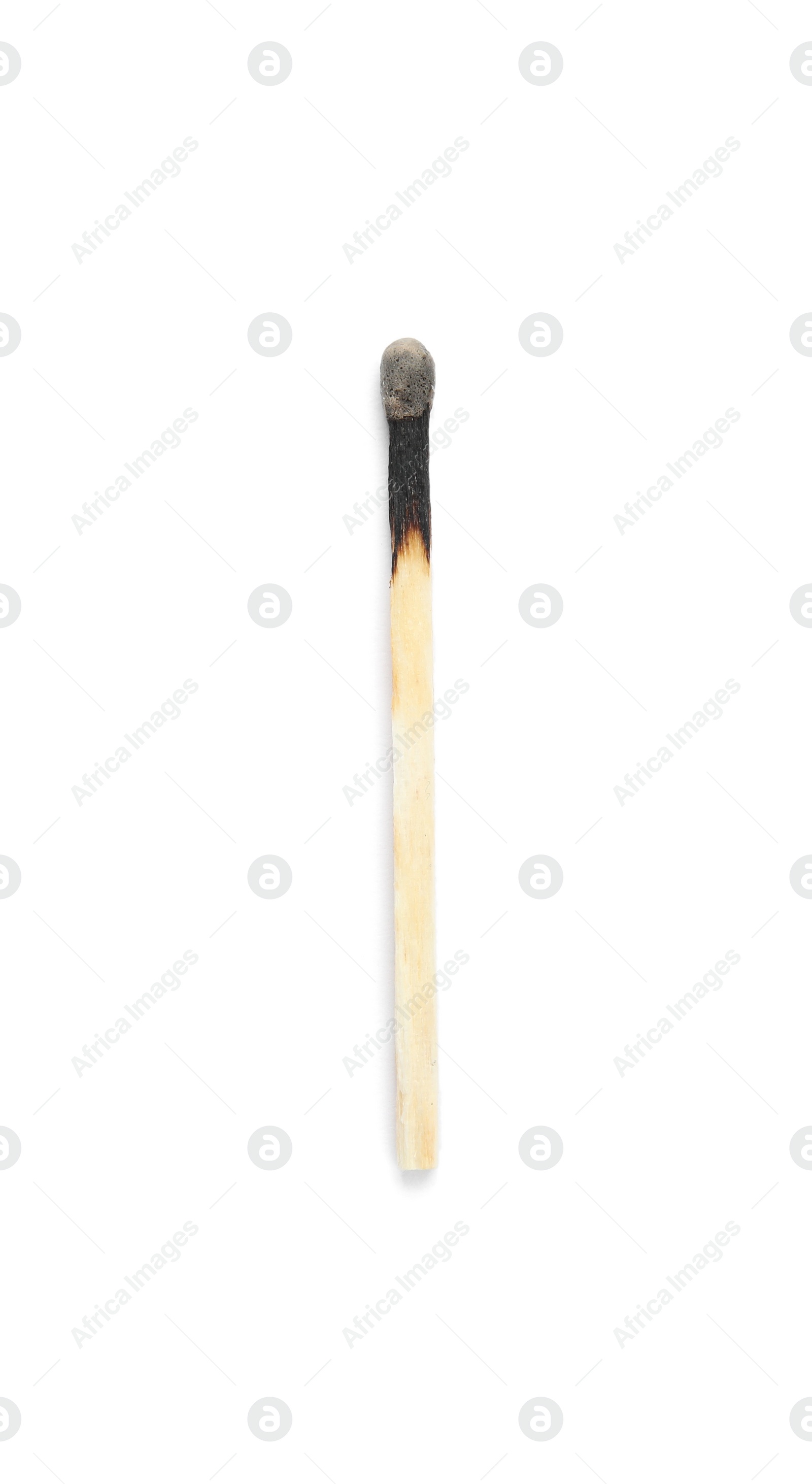 Photo of Burnt match isolated on white, top view