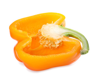 Cut orange bell pepper isolated on white