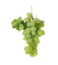 Photo of Fresh ripe grapes and leaves isolated on white