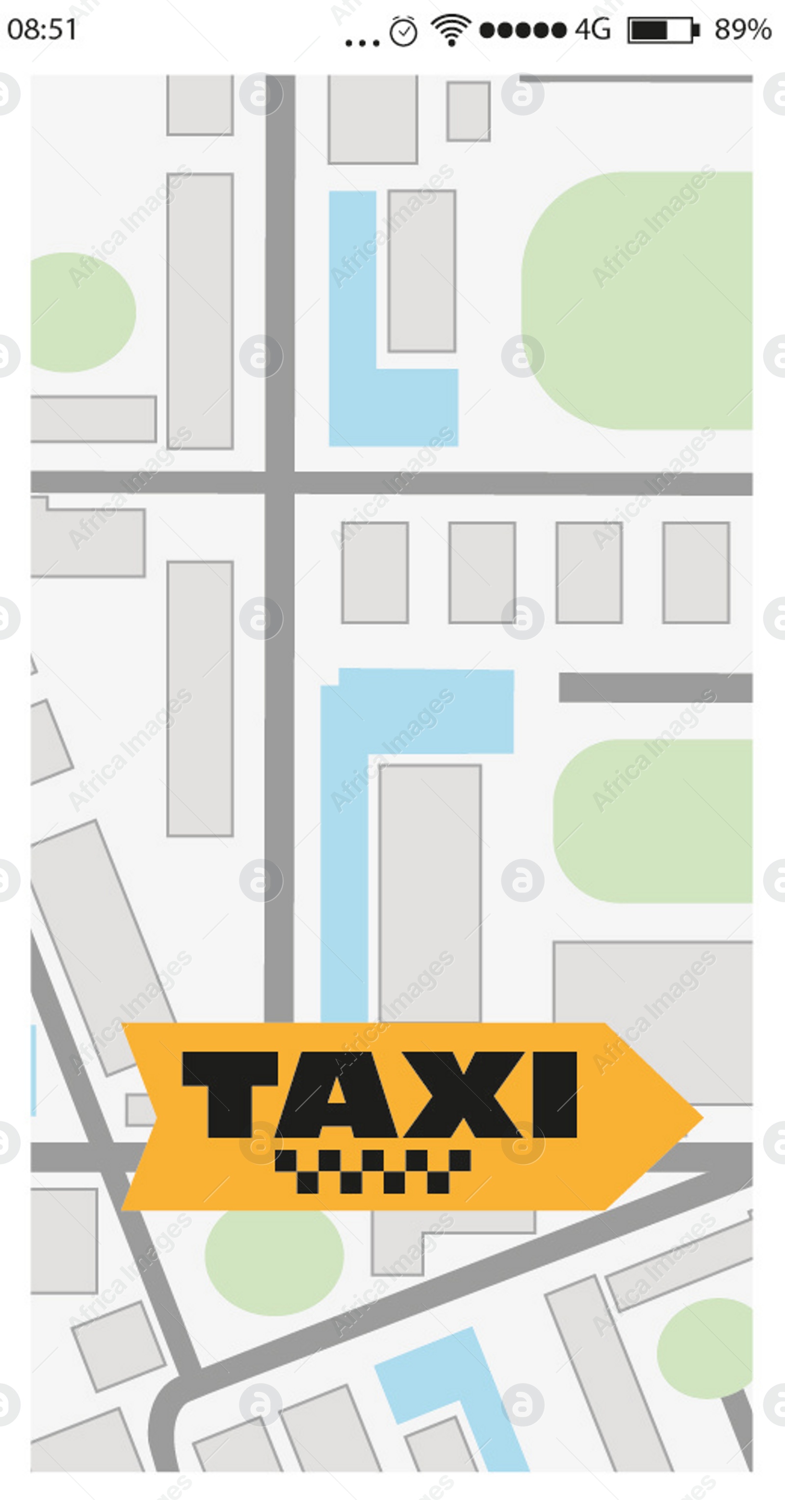 Illustration of  online taxi application for smartphone