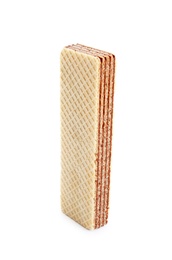 Photo of Delicious crispy wafer on white background. Sweet food