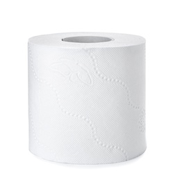 Photo of Roll of toilet paper on white background. Personal hygiene