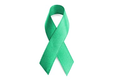 Image of Green ribbon isolated on white. World Cancer Day