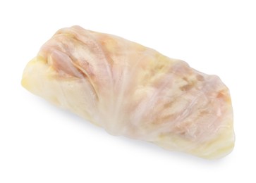 Photo of Uncooked stuffed cabbage roll isolated on white