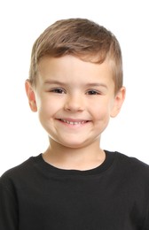 Image of Passport photo. Portrait of boy on white background