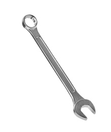 Photo of New wrench isolated on white. Construction tool