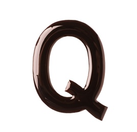 Photo of Chocolate letter Q on white background, top view