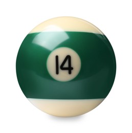 Photo of Billiard ball with number 14 isolated on white