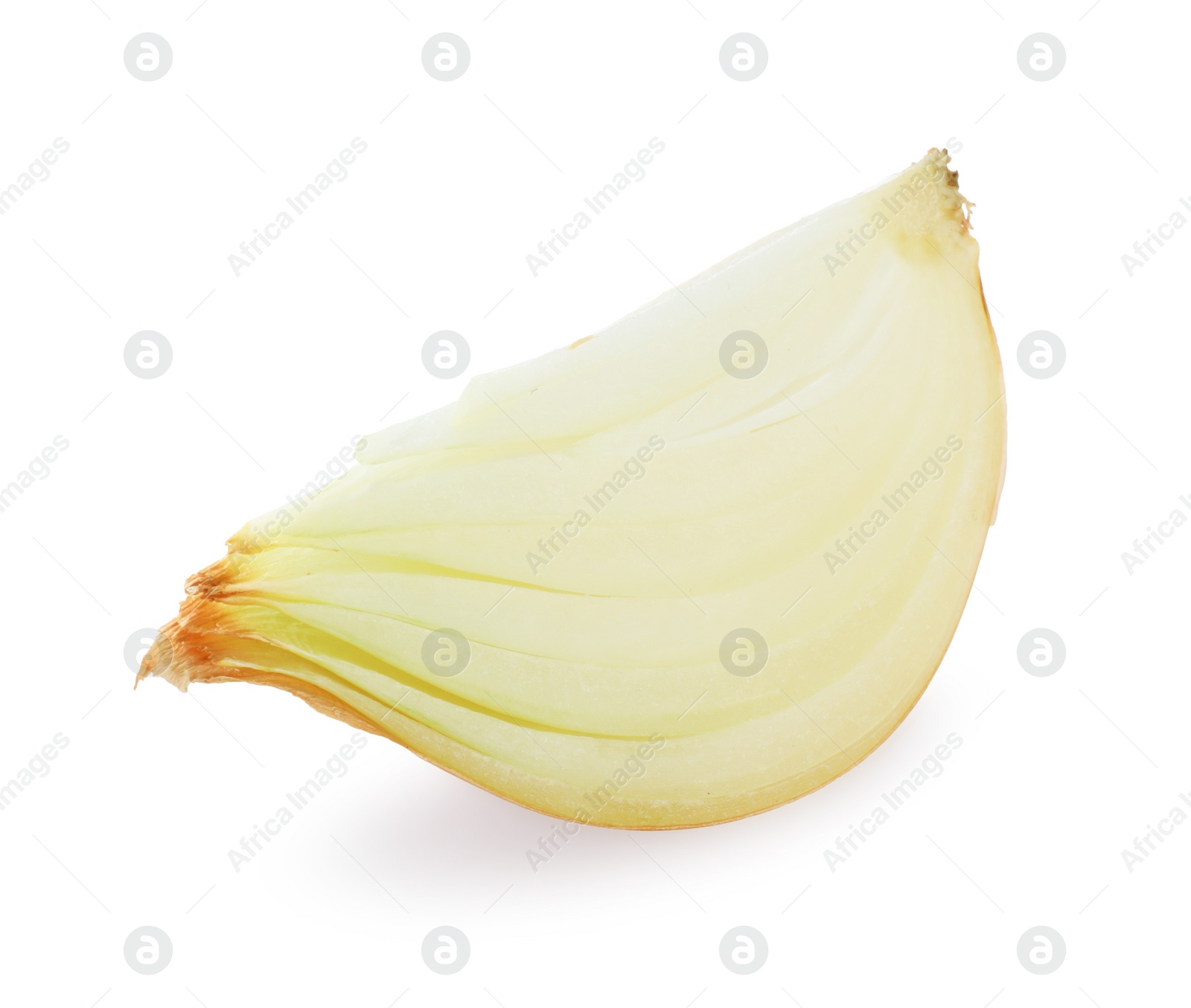 Piece of fresh ripe onion isolated on white Photo of Piece of fresh ripe onion isolated on white