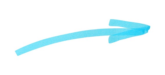 Photo of Arrow drawn with light blue marker on white background, top view