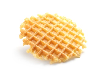 Photo of Delicious waffle for breakfast on white background