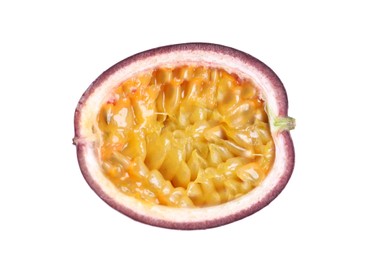 Half of passion fruit isolated on white