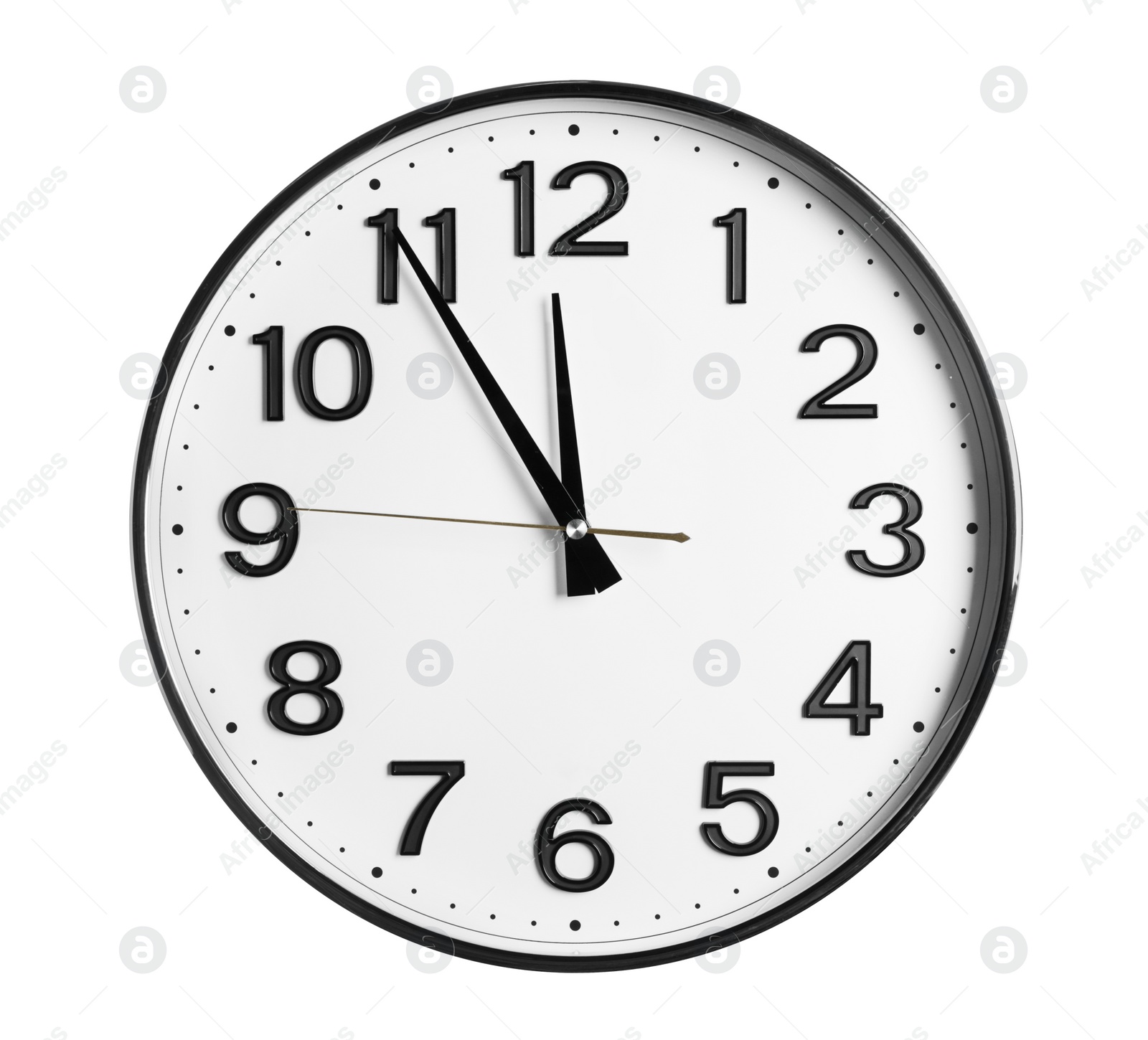 Photo of Stylish analog clock isolated on white. New Year countdown