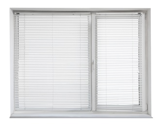 Image of Modern closed plastic window on white background