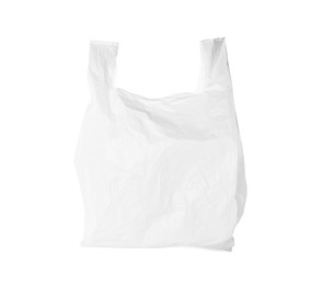 One empty plastic bag isolated on white